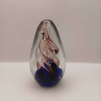 Vintage Art Glass Swirling Tubes Egg Dynasty Gallery Cobalt Blue