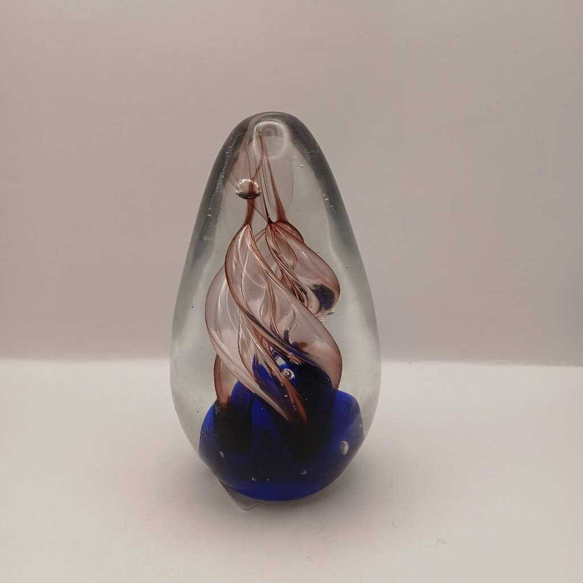 Vintage Art Glass Swirling Tubes Egg Dynasty Gallery Cobalt Blue