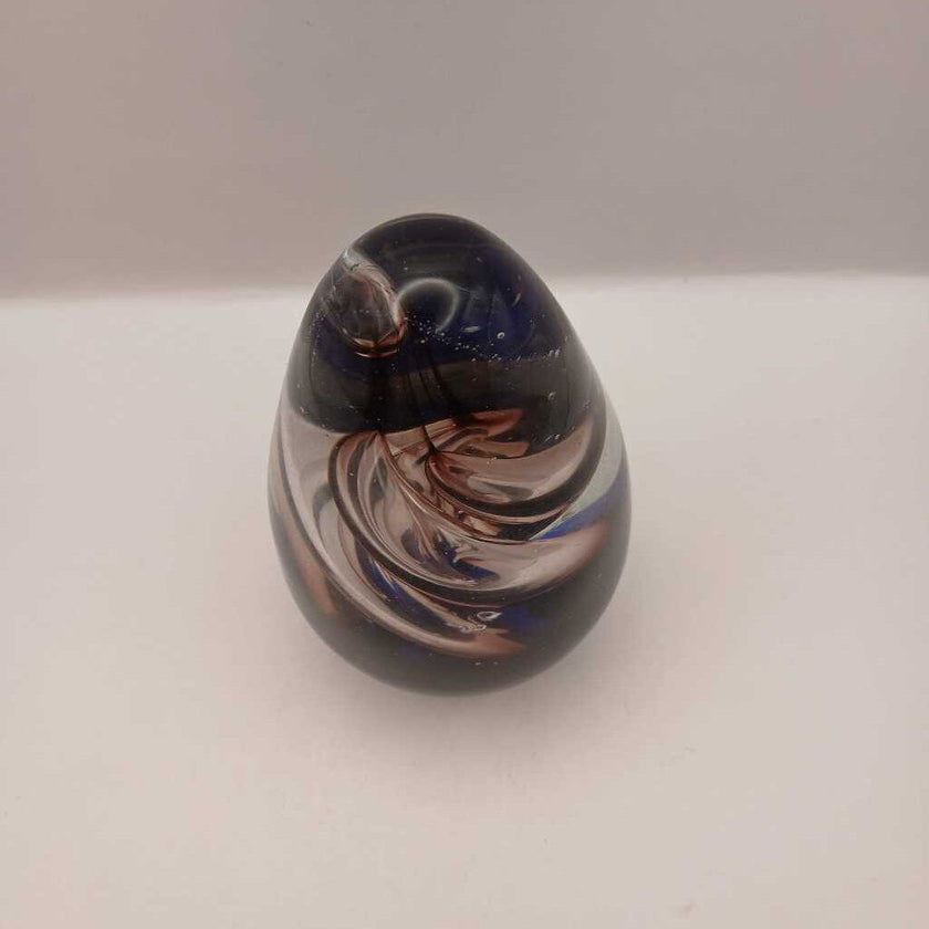 Vintage Art Glass Swirling Tubes Egg Dynasty Gallery Cobalt Blue
