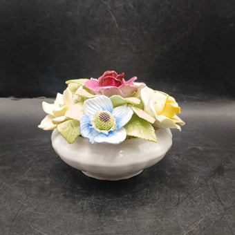 Coalport Porcelain Flowers in White Bowl