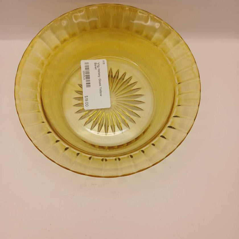 Vtg Heisey Glass Yellow Bowl