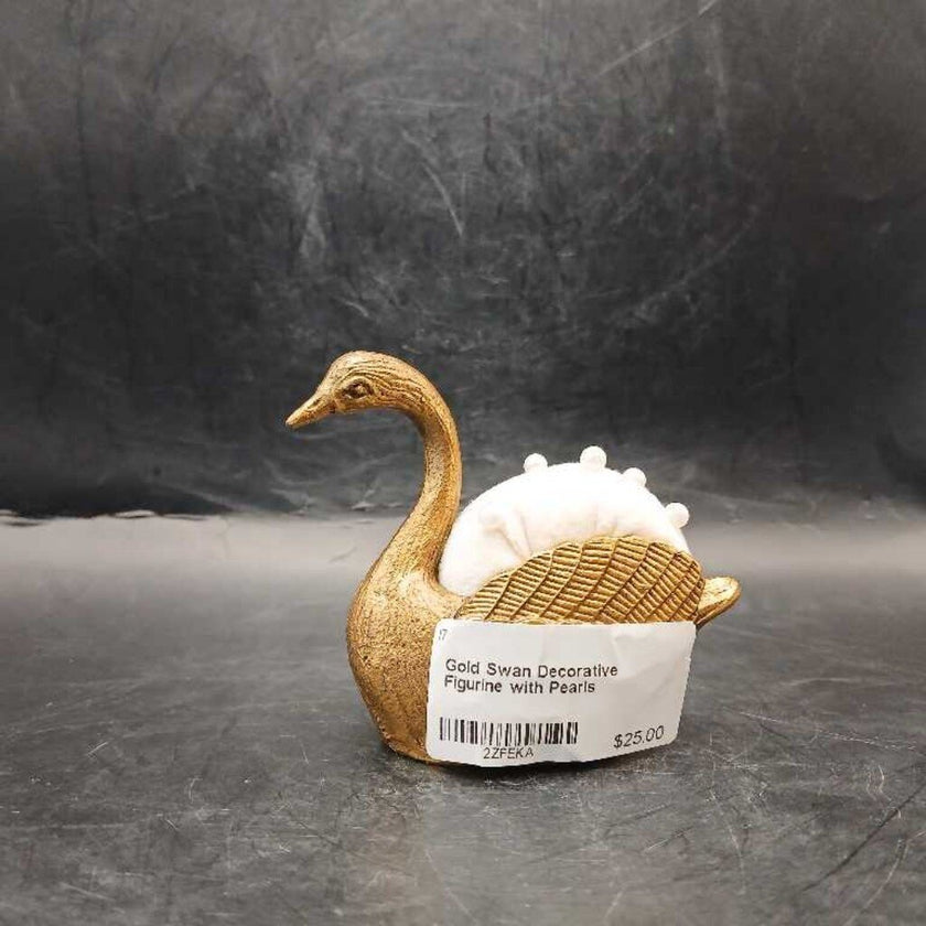 Gold Swan Decorative Figurine with Pearls