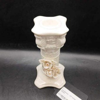 Candlestick - Off White and Roses