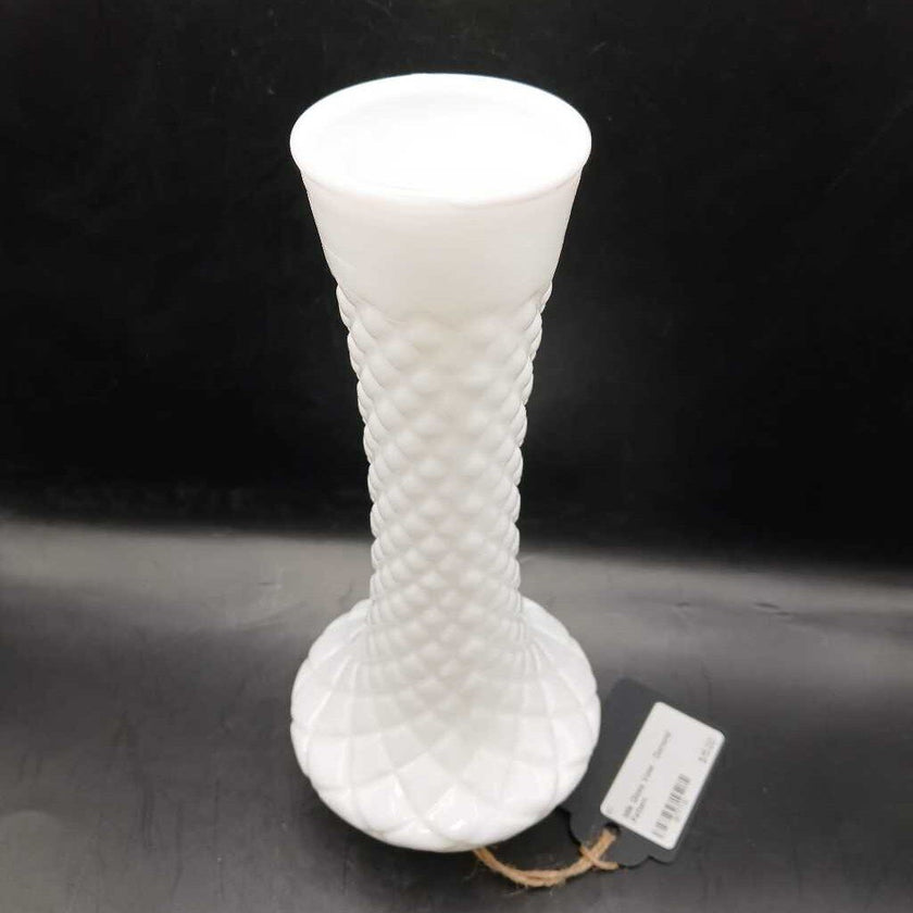 Milk Glass Vase - Diamond Pattern