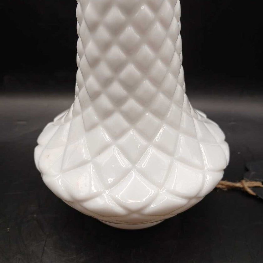 Milk Glass Vase - Diamond Pattern