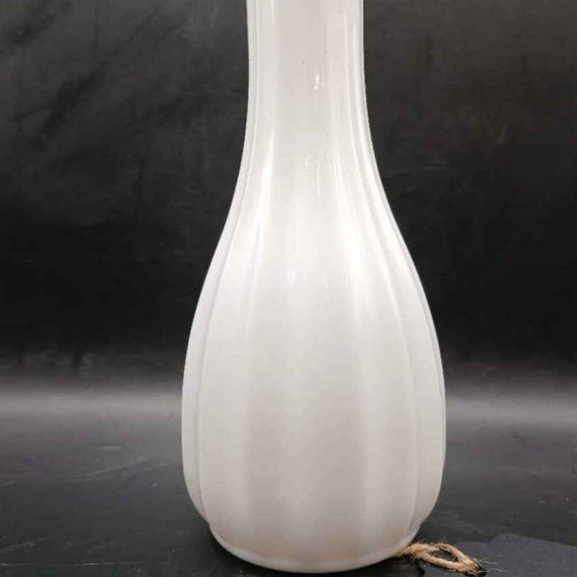 Milk Glass Vase - Ribbed