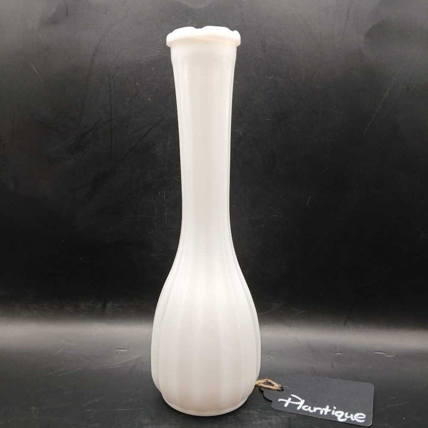 Milk Glass Vase - Ribbed