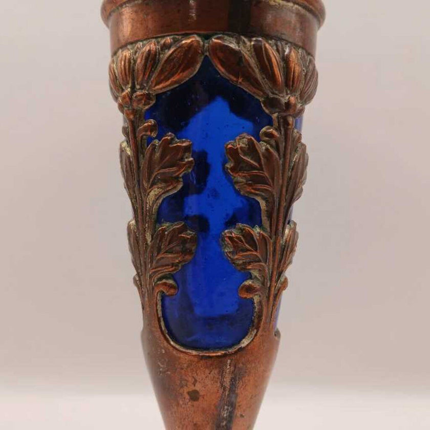 Colbalt encased in silver plated candle stick or bud vase