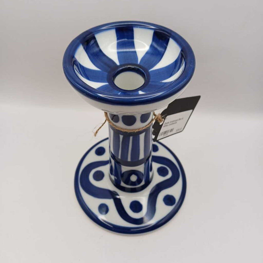 Dansk Arabesque Blue & White Candlestick
