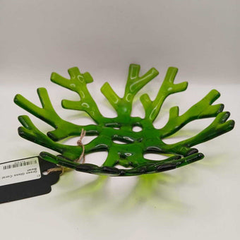 Green Glass Coral Shaped Bowl