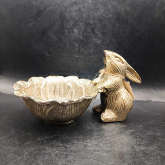 Gold Metal Decorative Rabbit Candy Dish
