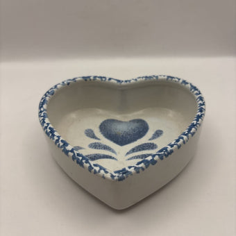 Heart Shapes Pottery Bkue and White Sponge Paint