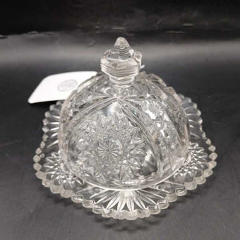 Small crystal butter dish