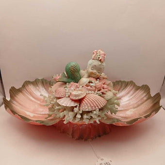 VTG Kenmar Bradley RARE MCM Mermaid Sleeping on Coral & Clam Shells Trinket Dish, Kitschy!