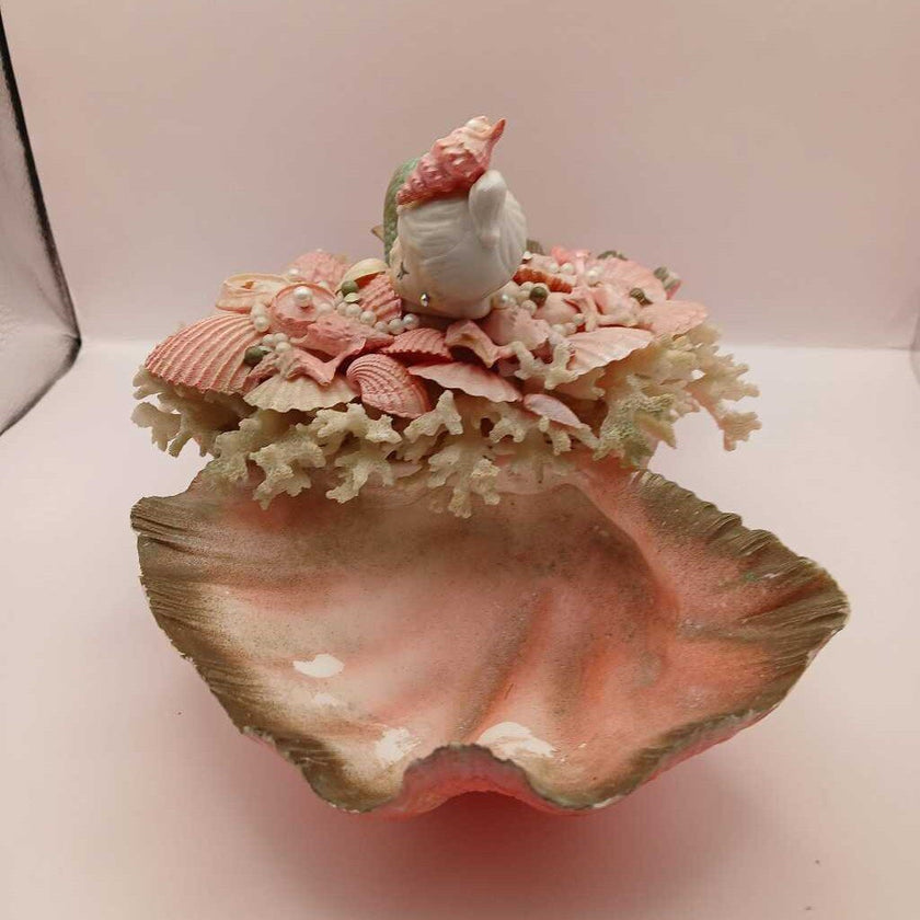 VTG Kenmar Bradley RARE MCM Mermaid Sleeping on Coral & Clam Shells Trinket Dish, Kitschy!