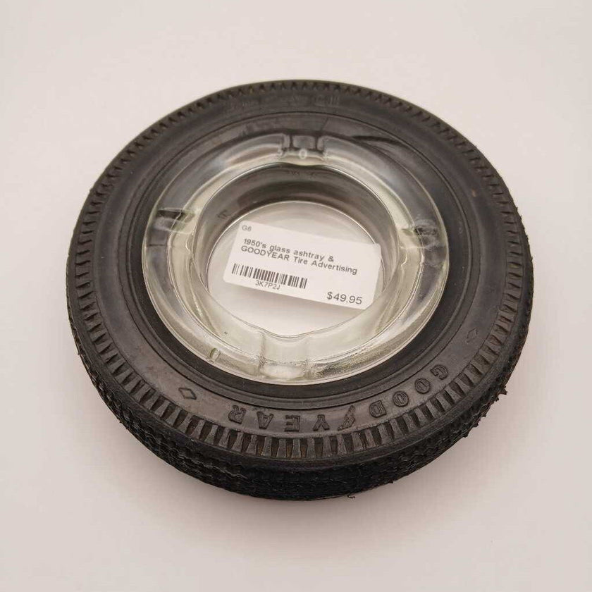 1950's glass ashtray & GOODYEAR Tire Advertising