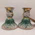 Chinese Famille Verte Porcelain Bok Choy Candlesticks Set