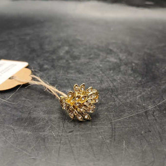 Mid-Century Gold and Rhinestone Cluster Ring