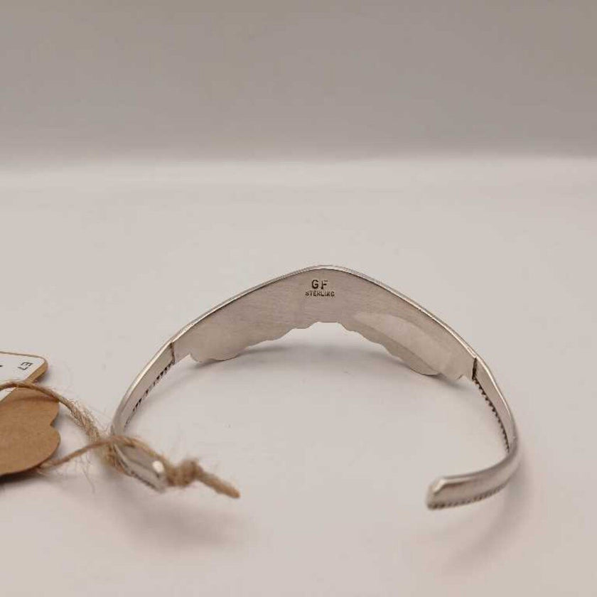 Mid-Century Native American Sterling Silver Turquoise Cuff Bracelet