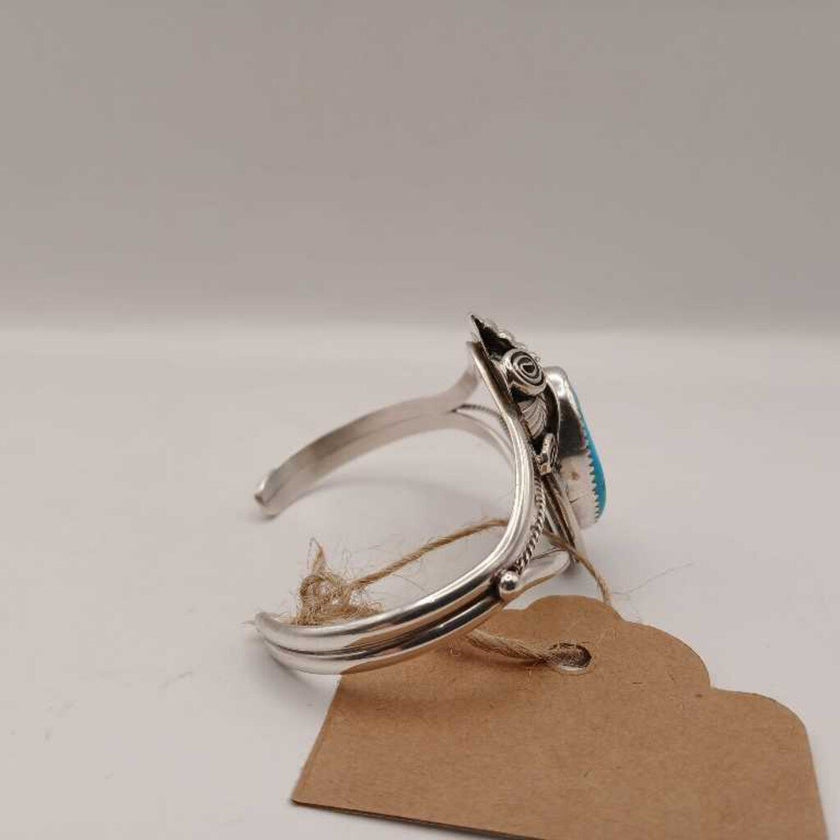 Native American Sterling Silver Turquoise Cuff Bracelet (Zuni Craftmanship)