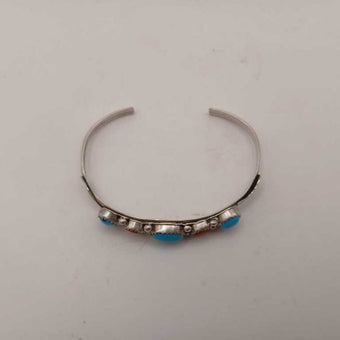 Navajo Sterling Silver Turquoise and Coral Bracelet