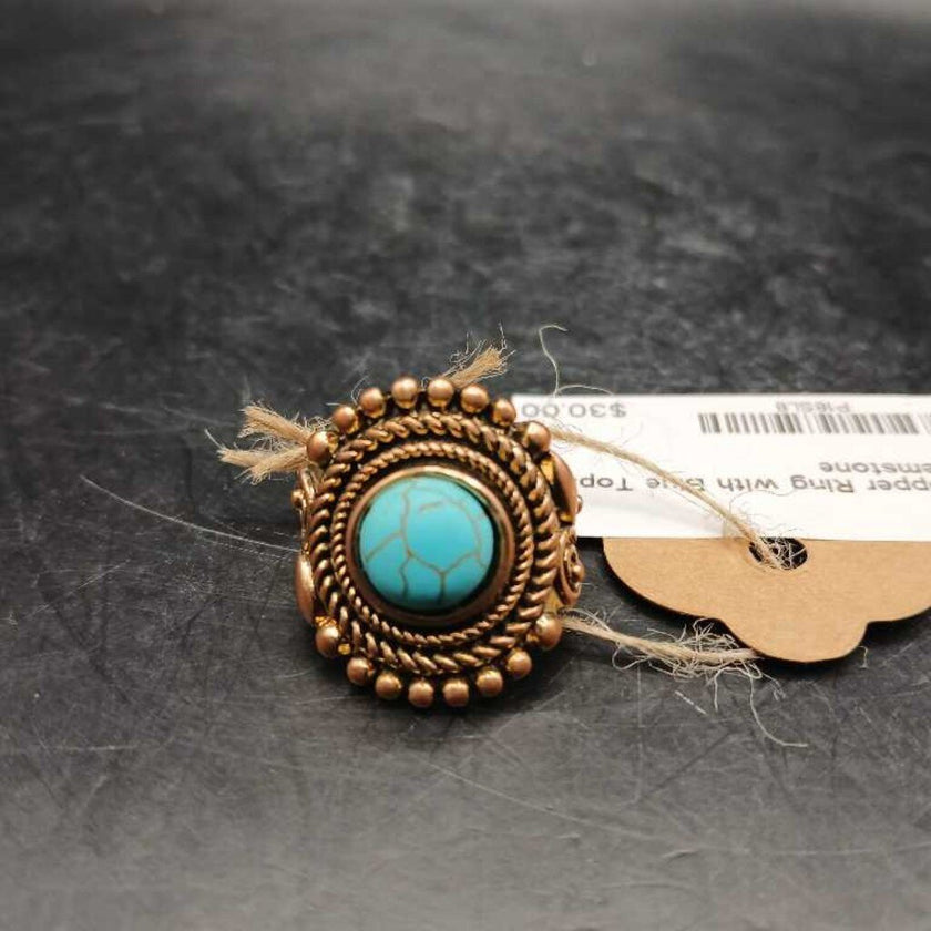 Copper Ring with Blue Topaz Gemstone