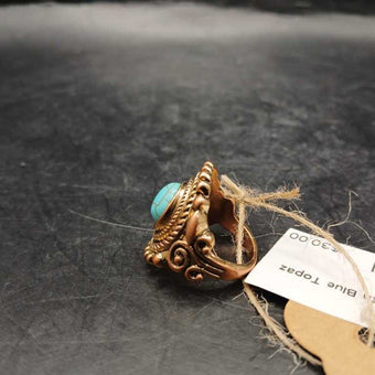 Copper Ring with Blue Topaz Gemstone
