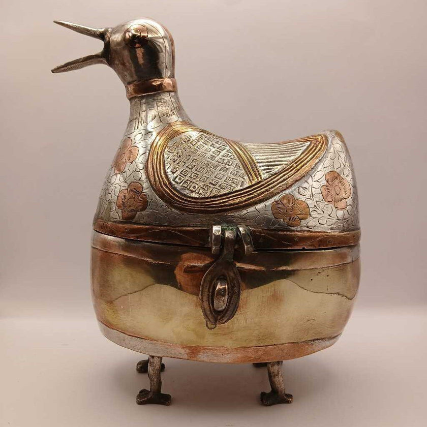 Don Freedman Brass & Copper Metal Duck Art Sculpture Box