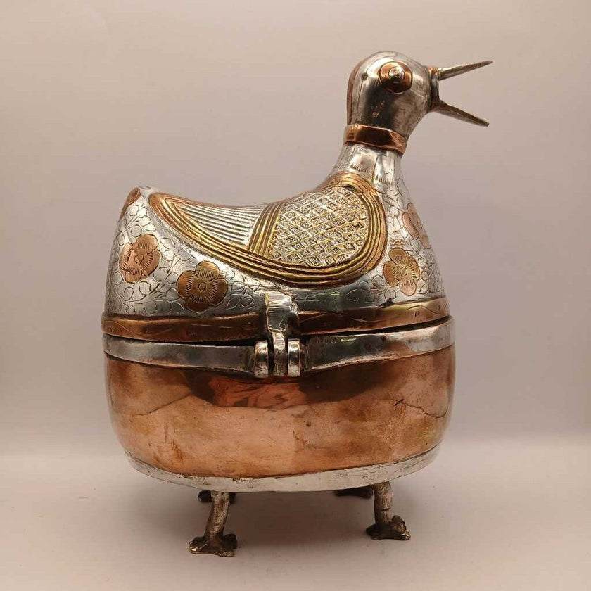 Don Freedman Brass & Copper Metal Duck Art Sculpture Box