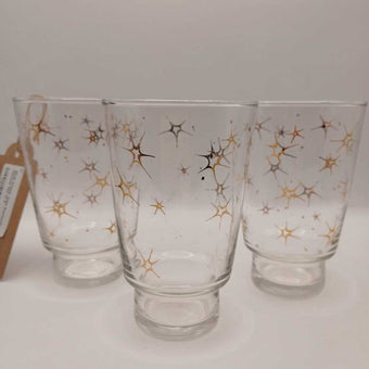 MCM Atomic Gold Starburst Glasses Set of 3