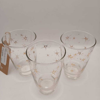 MCM Atomic Gold Starburst Glasses Set of 3