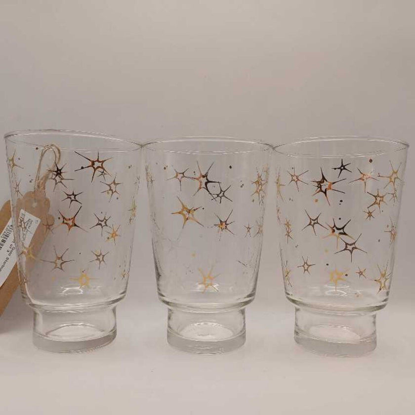 MCM Atomic Gold Starburst Glasses Set of 3