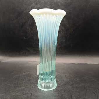 Fenton Bud Vase Ribbed Aqua Opalescent