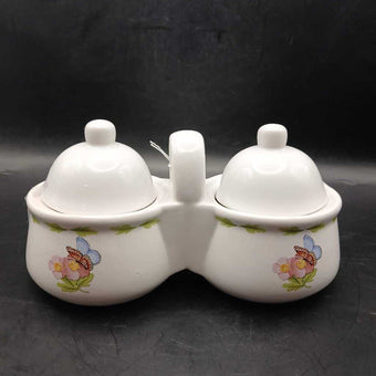 Vintage 1950's Hallmark Butterfly Miini Double Canister Double Bowl Condiment Set Hallmark