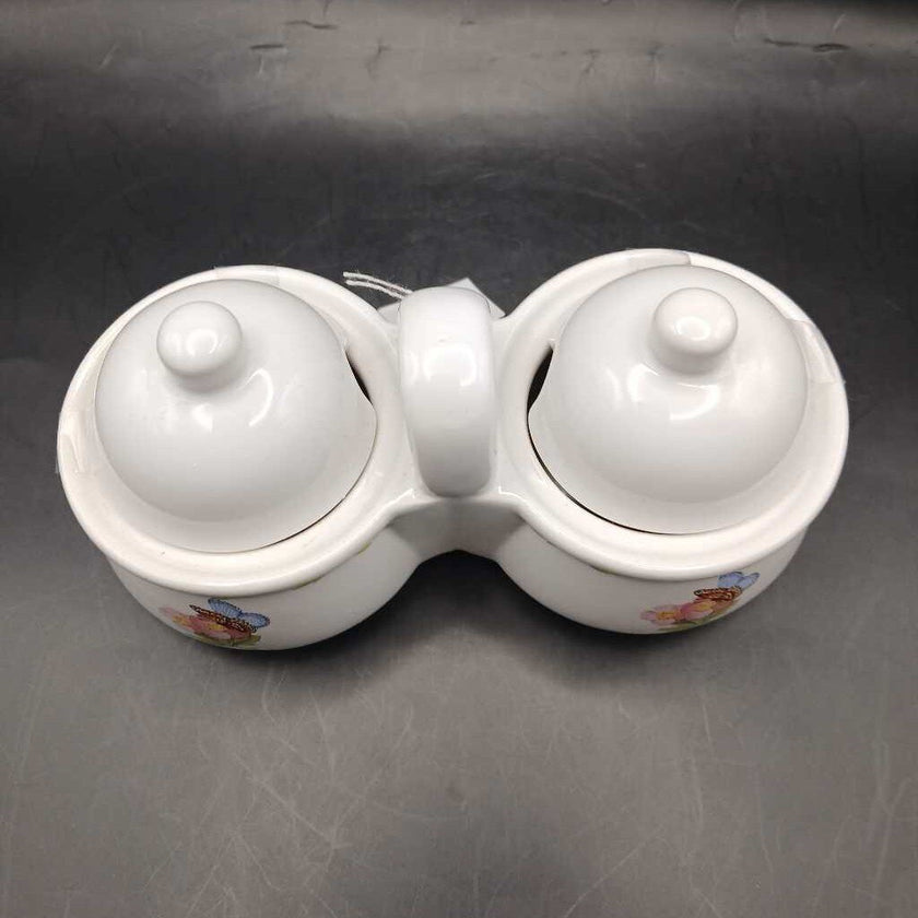 Vintage 1950's Hallmark Butterfly Miini Double Canister Double Bowl Condiment Set Hallmark