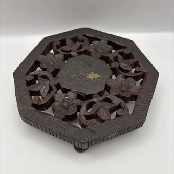Vintage Hand Carved Wooden Trivet/Plant Riser