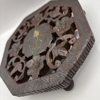 Vintage Hand Carved Wooden Trivet/Plant Riser
