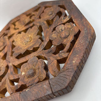 Vintage Hand Carved Wooden Trivet/Plant Riser
