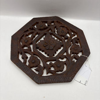 Vintage Hand Carved Wooden Trivet/Plant Riser
