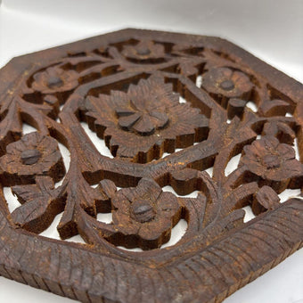 Vintage Hand Carved Wooden Trivet/Plant Riser