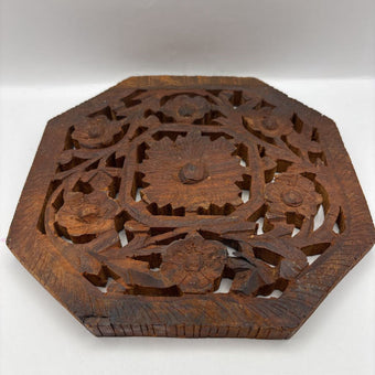 Vintage Hand Carved Wooden Trivet/Plant Riser