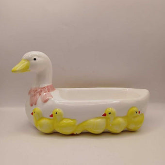 Vintage Ceramic Mama Duck With Ducklings Soap Dish Caddy Bowll