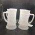 4x Vintage Federal White Milk Glass Beer Stein/ Mug with Embossed Bar Pub Scene