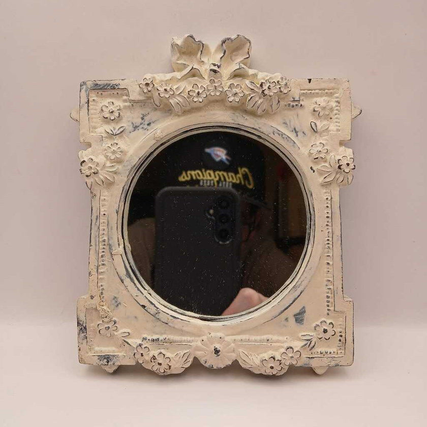 Small White Ornate Wall Mirror