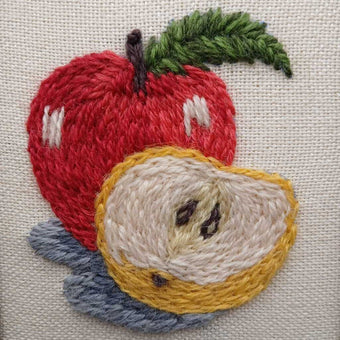 Apple Crewel Embroidery Framed Art