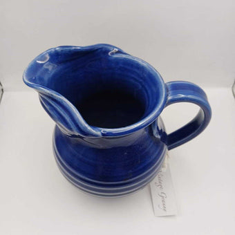Blue Art Pottery Pitcher signed Staskal
