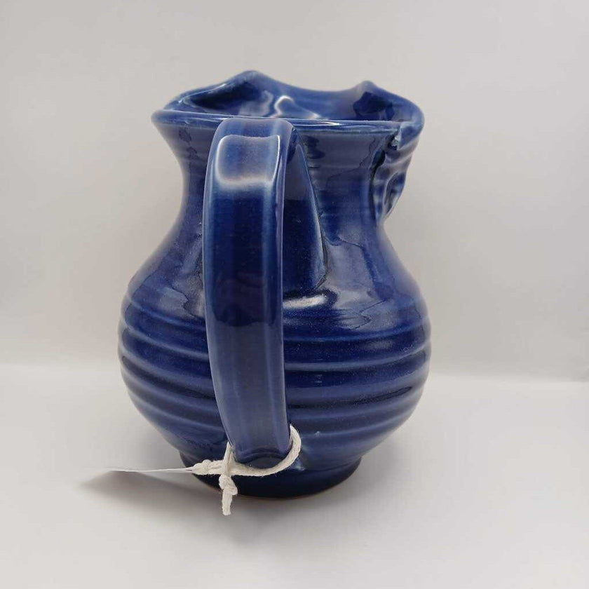 Blue Art Pottery Pitcher signed Staskal