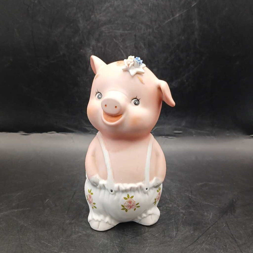 Vintage 1960s Porcelain Bisque Piggy Coin Bank from Korea 6.5