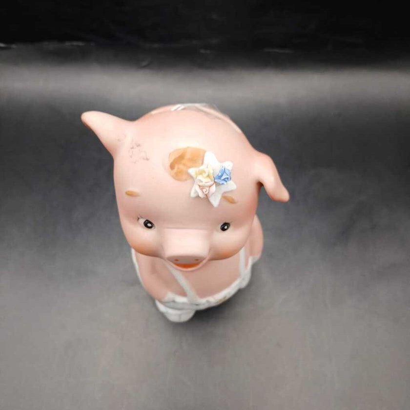 Vintage 1960s Porcelain Bisque Piggy Coin Bank from Korea 6.5