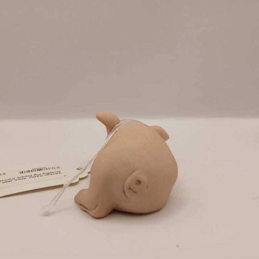 Vintage Kathy Wise 1990 Sleeping Pig bisque Porcelain